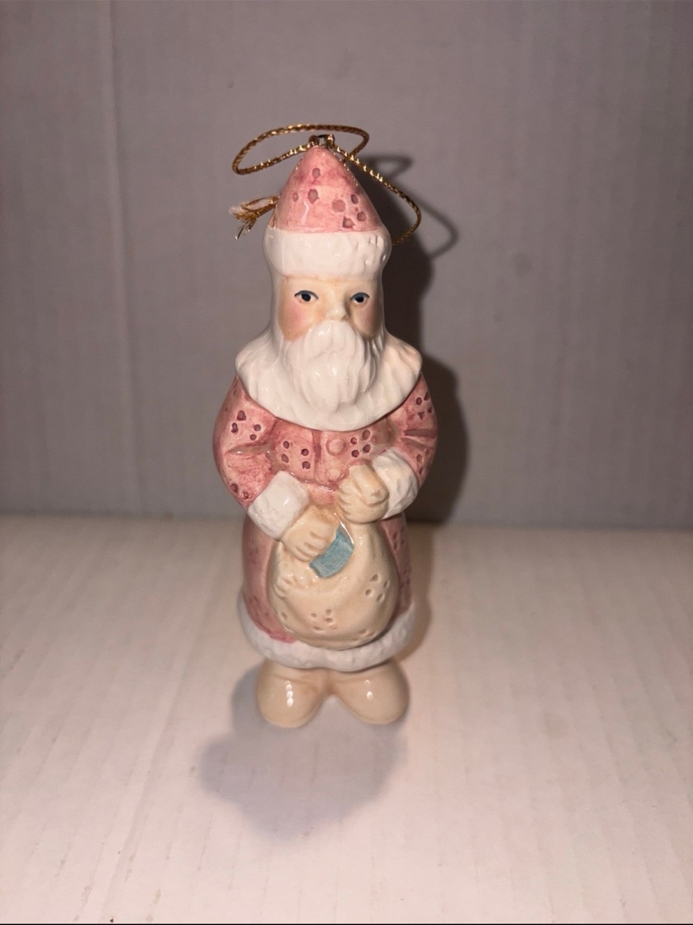 Pink Santa Claus Ceramic Holiday Ornament